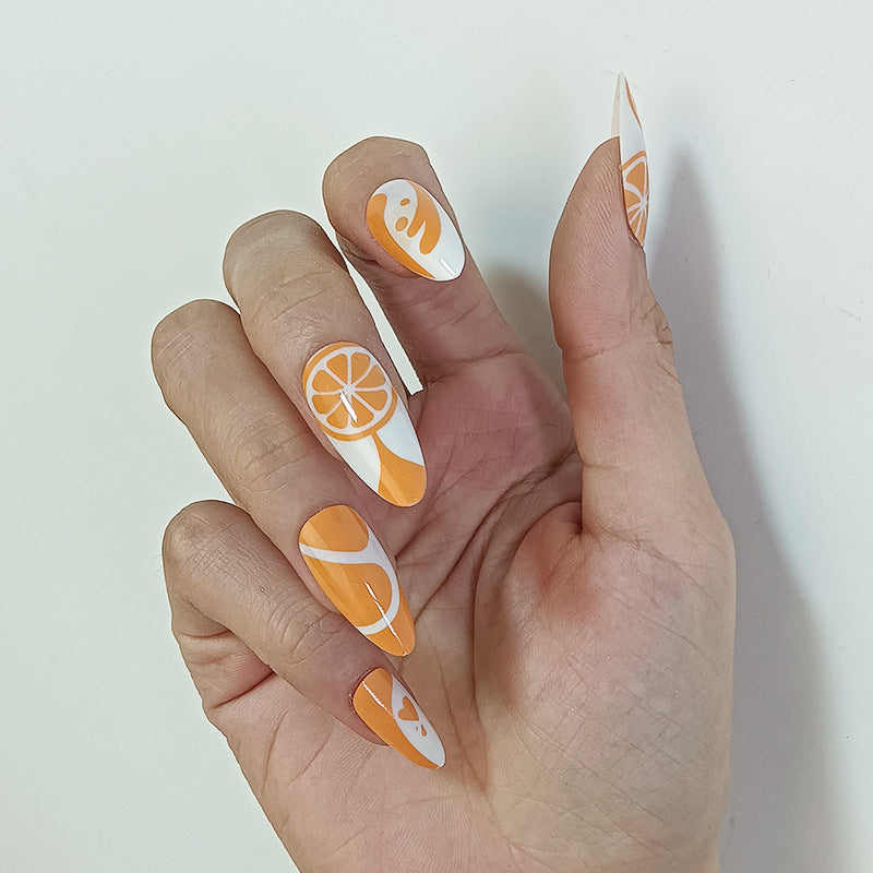 Artificial Nail Set with Fruity Orange Design Kalsten