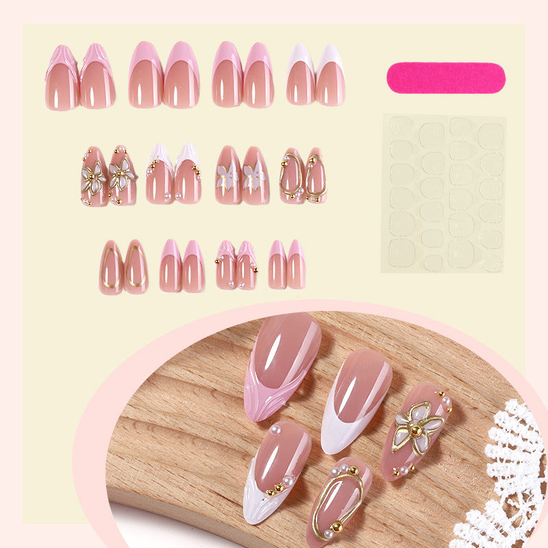 Decorative Press-On Nail Set with Floral Designs kalsten