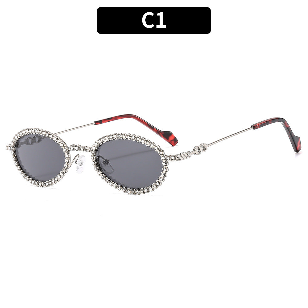 Ornate Oval Frame Sunglasses