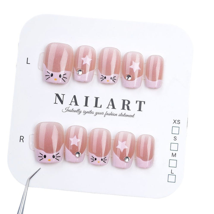 Stylish Press-On Nail Set with Animal Print and Gem Accents Kalsten