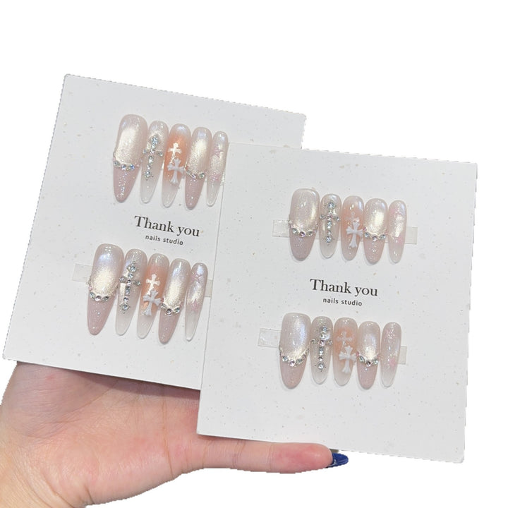 Artificial nails with sparkling rhinestone and glitter effects Kalsten