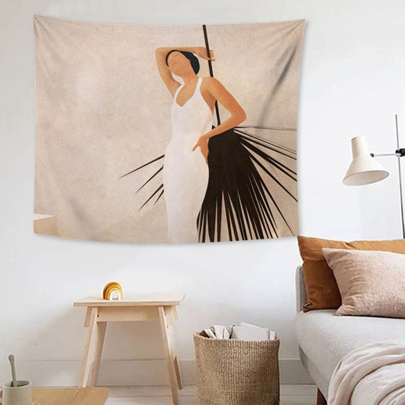 Tapestry with abstract botanical print and lightweight polyester fabric Kalsten