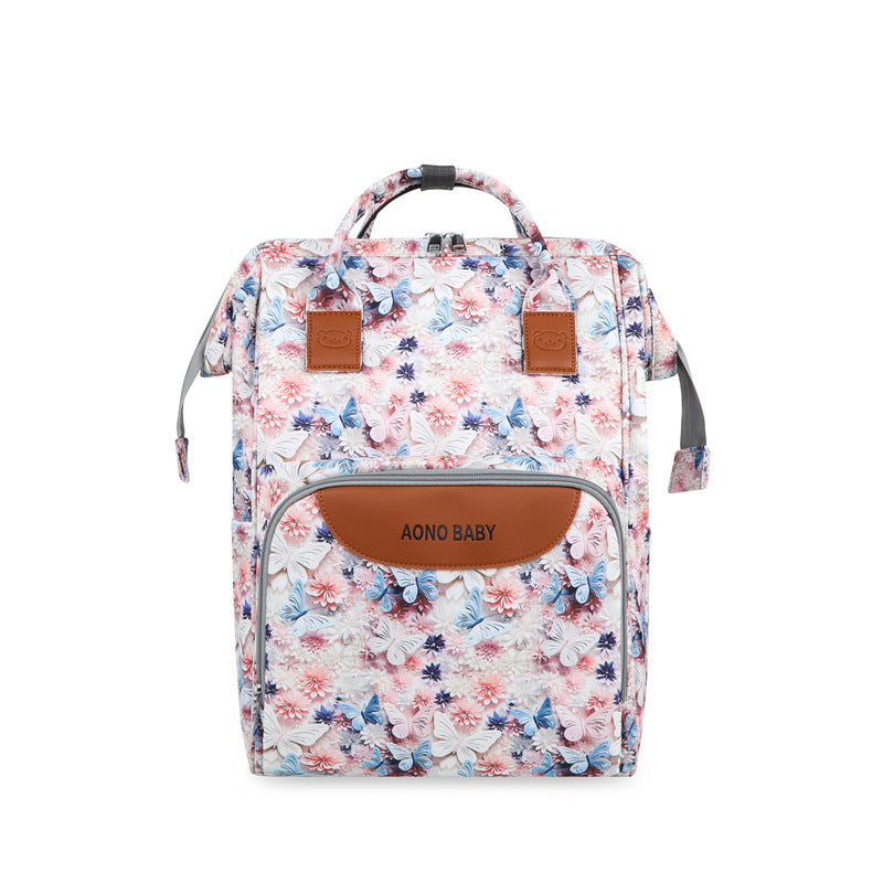 Creative Floral Print Multi-Pocket Diaper Backpack Kalsten