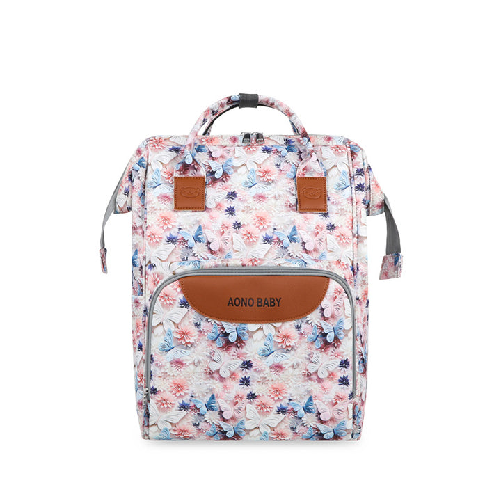 Creative Floral Print Multi-Pocket Diaper Backpack Kalsten