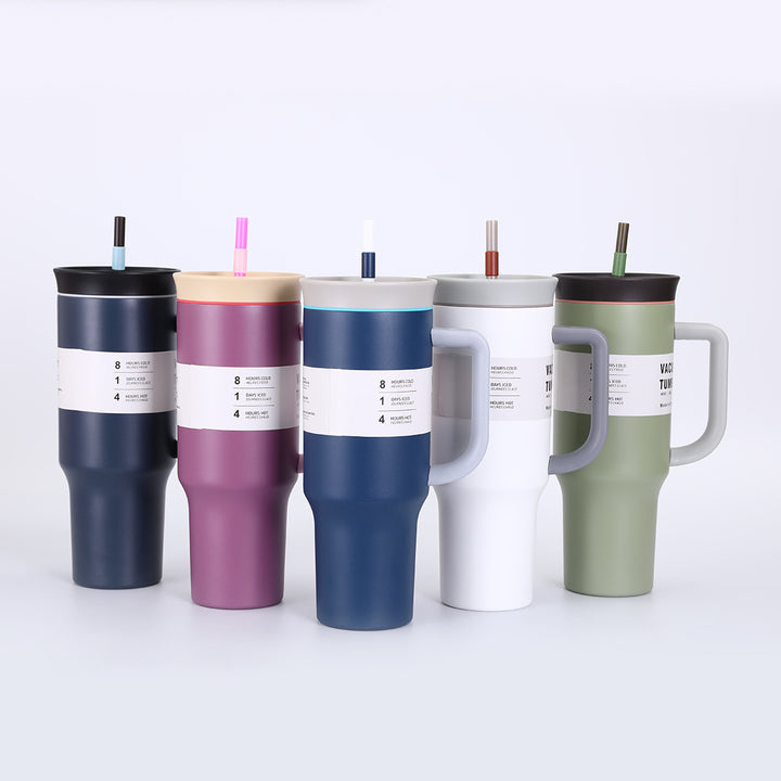 Ladies' insulated cup with practical drinking straw and ergonomic handle Kalsten