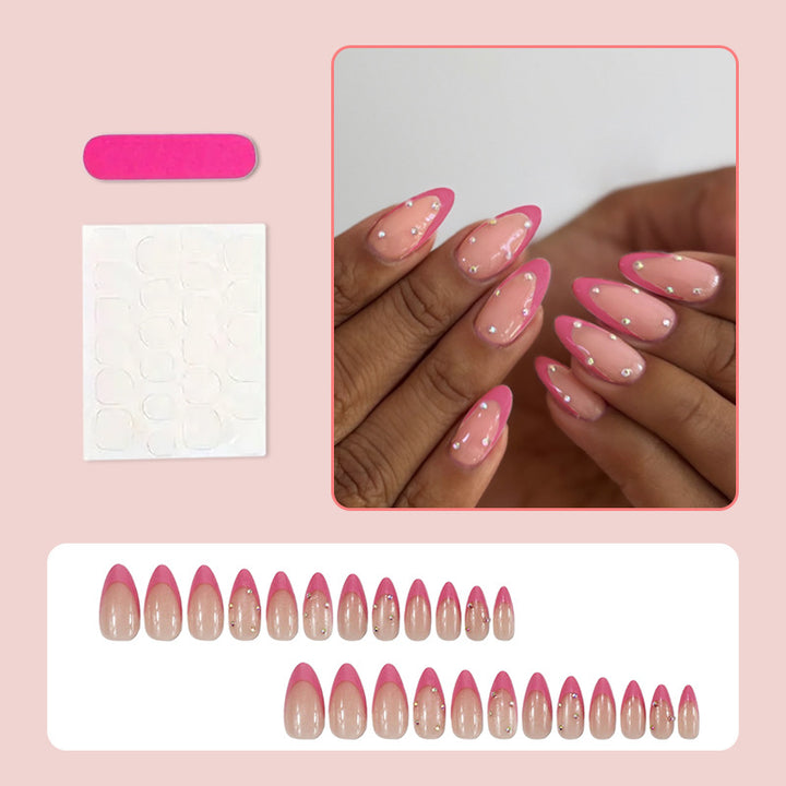 Acrylic Nail Set with Elegant Bows and Glamorous Accent Kalsten