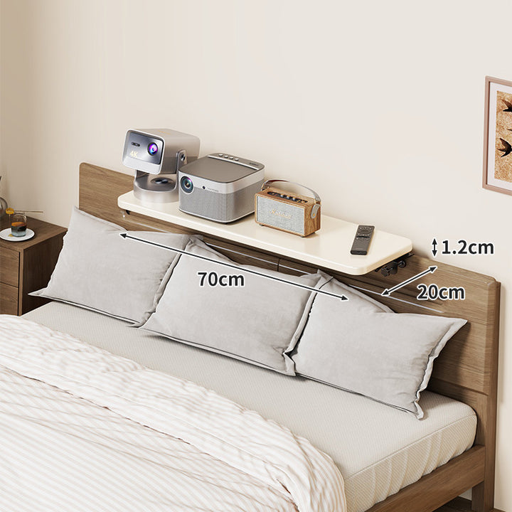 Headboard-Mounted Floating Bedside Shelf for Projectors and Devices