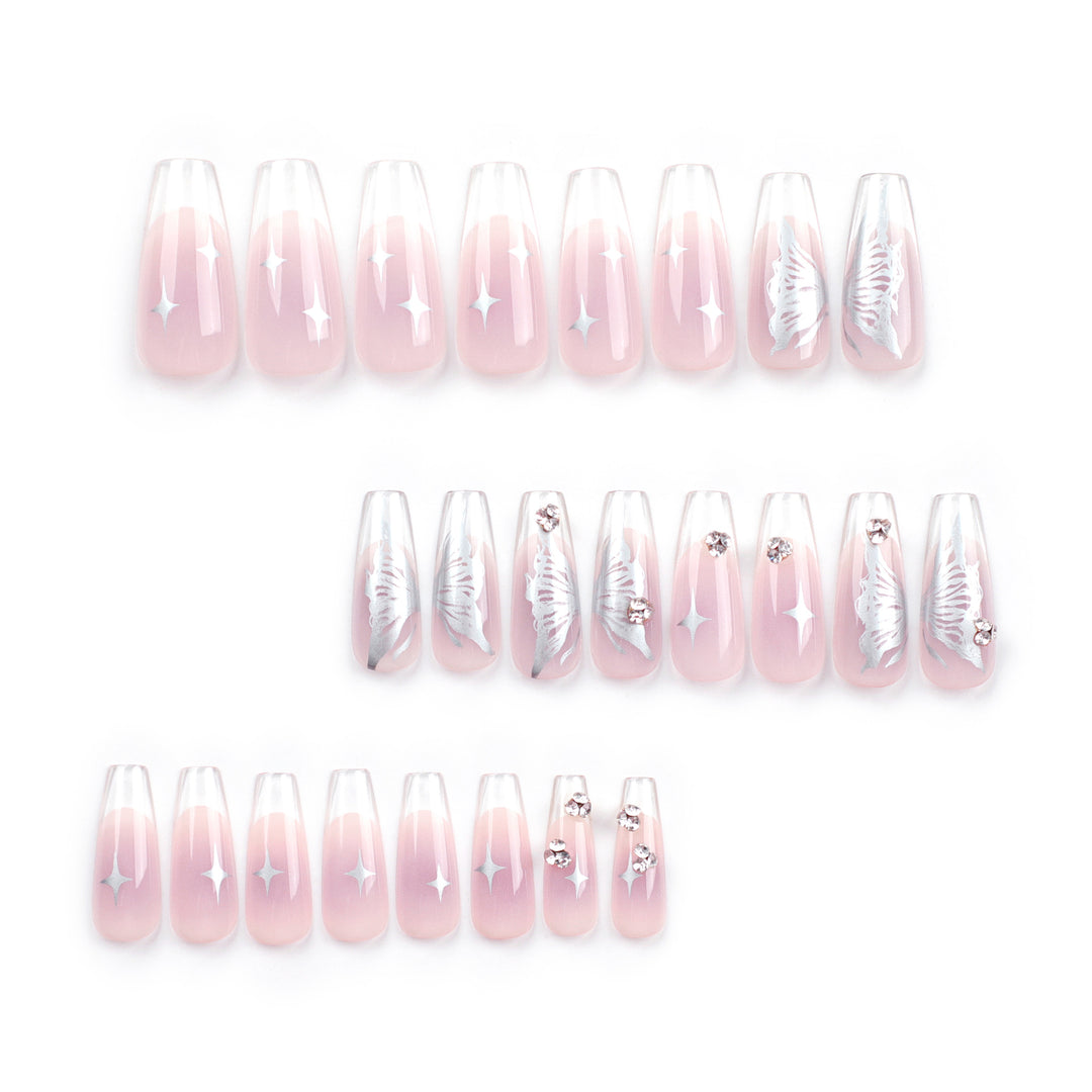 Elegant artificial nails with floral designs and glitter accents Kalsten