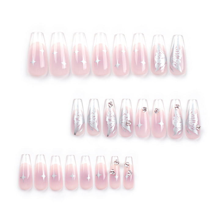Elegant artificial nails with floral designs and glitter accents Kalsten