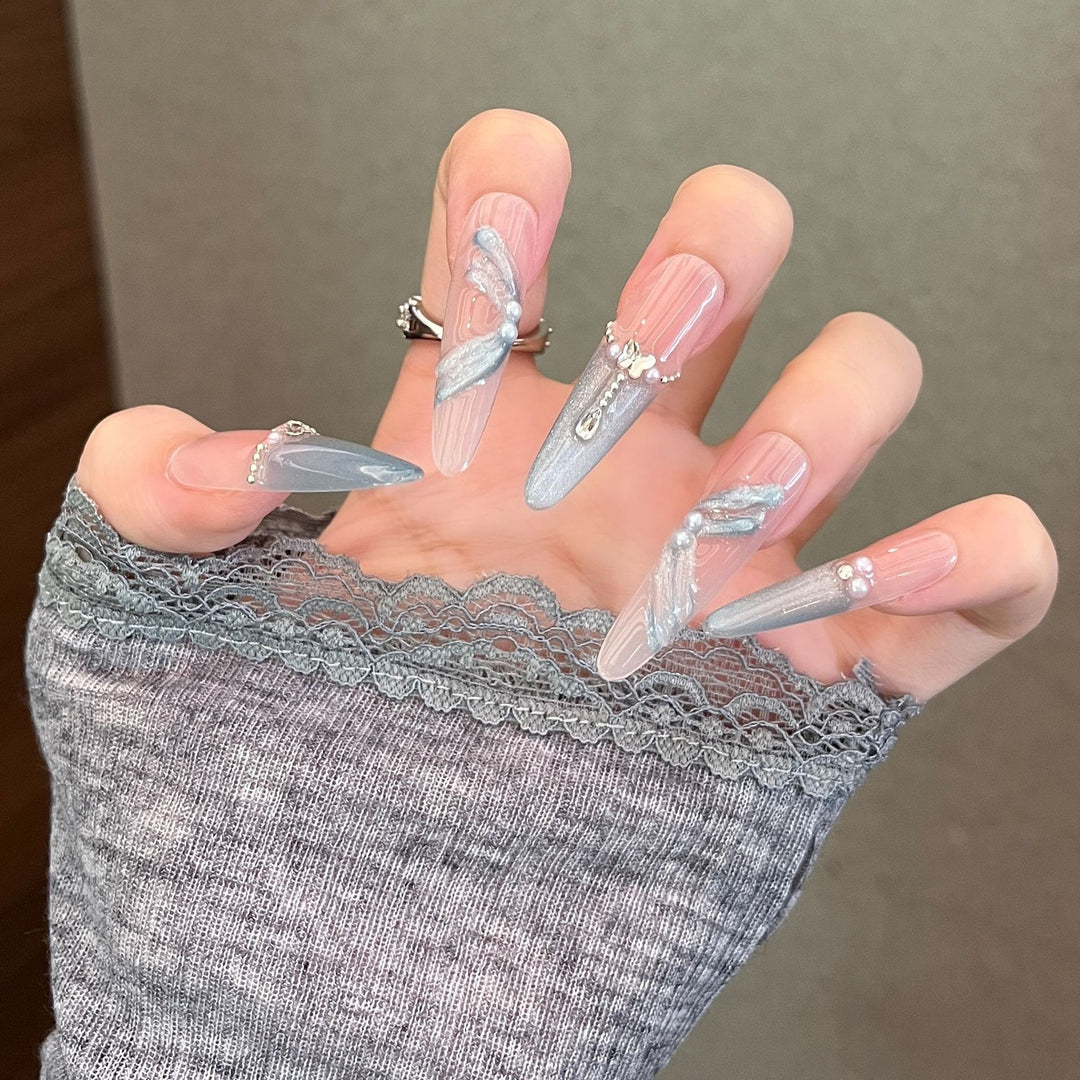 Artistic 3D Lace-Embellished Press-On Nail Set Kalsten