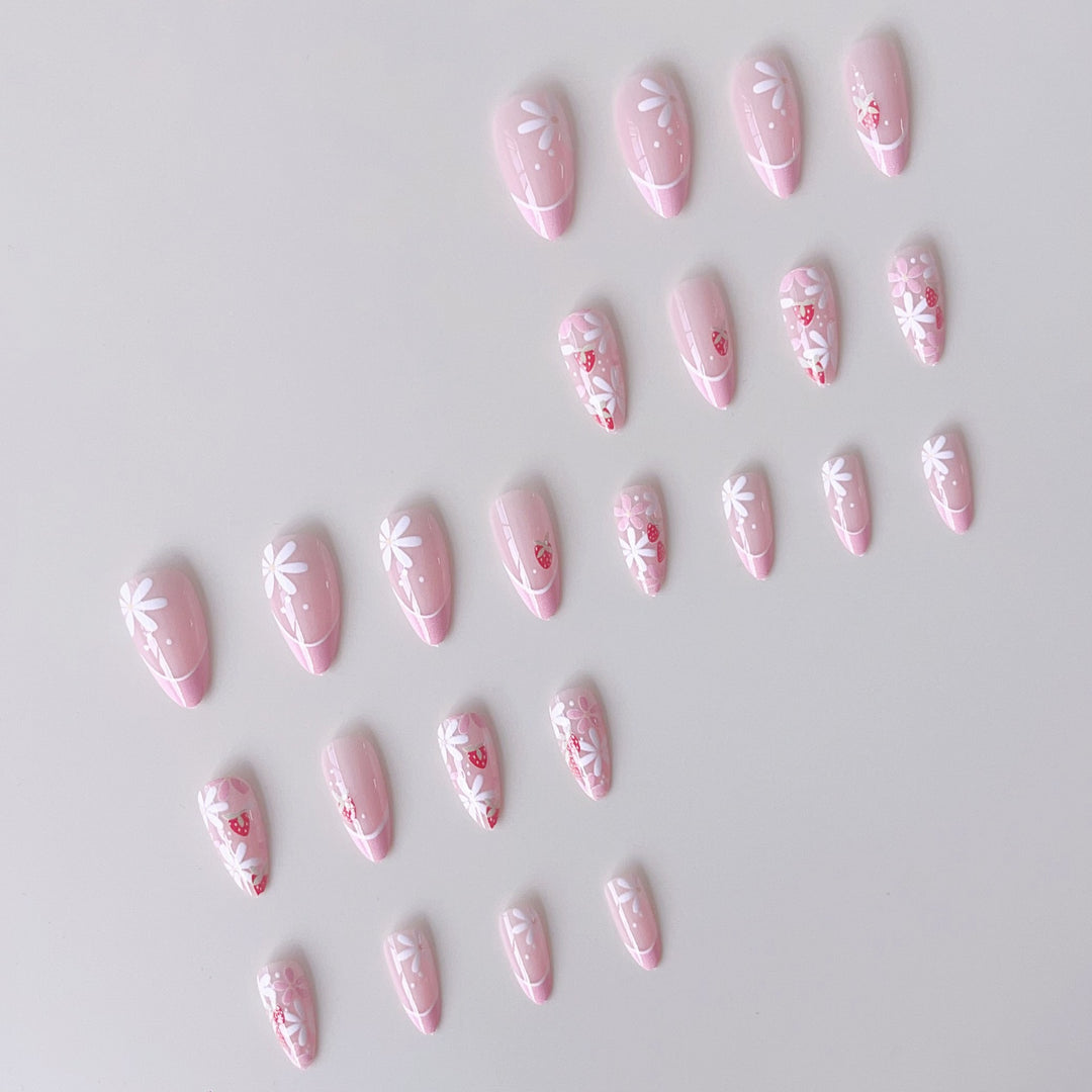 Artificial nail set with playful flower and strawberry motifs Kalsten