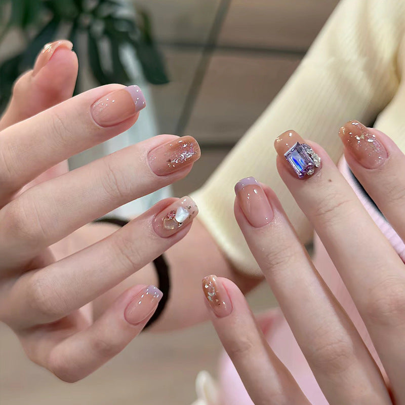 Elegant Press-On Nail Set with Artistic Glitter and Decorative Accents Kalsten
