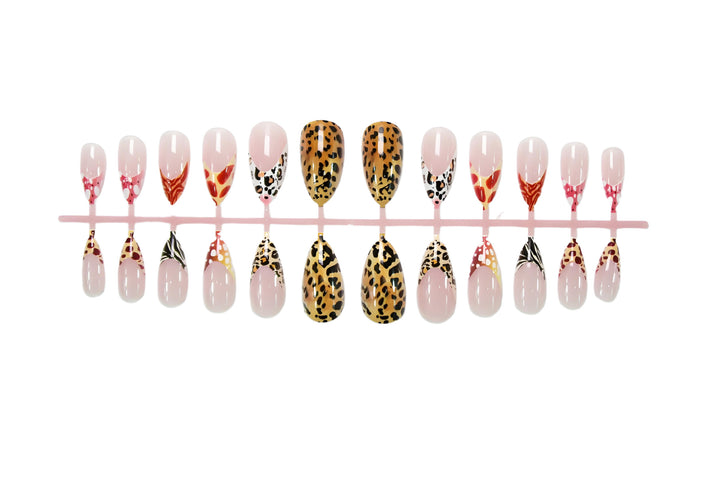 Acrylic nail set with elegant animal and geometric designs Kalsten