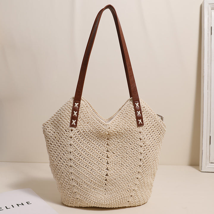 Handcrafted wicker bag with sturdy leather handles Kalsten