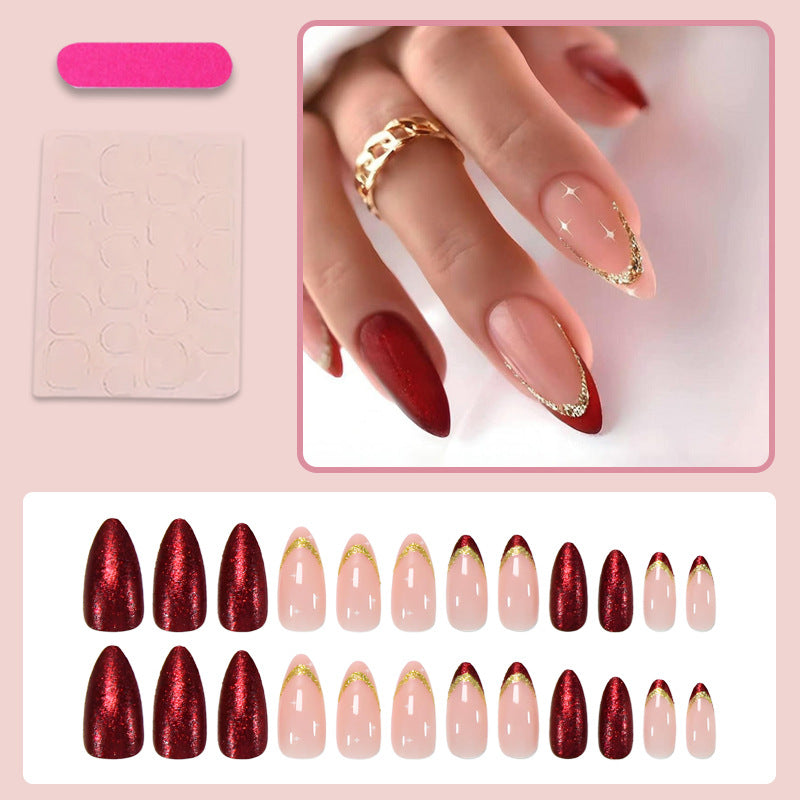 Artificial nail set with luxurious glitter embellishments and stiff tips Kalsten