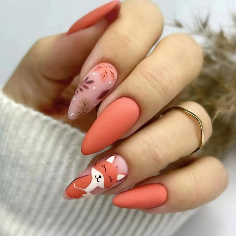 Artistic Press-On Nail Set with Floral and Character Design Kalsten