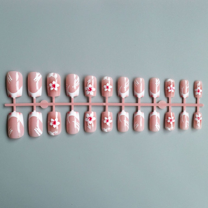 Floral French Tip Nail Art Set