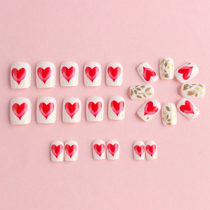 Romantic Heart-Designed Press-On Nail Art Set Kalsten
