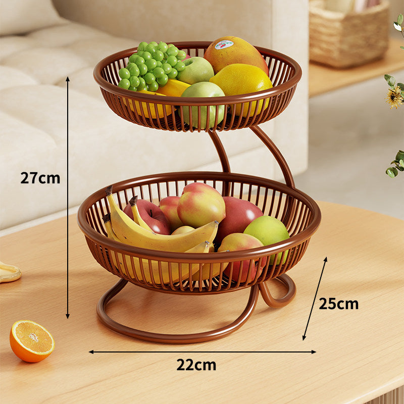 Tiered Metal Wire Fruit Bowl Stand Tabletop Organizer