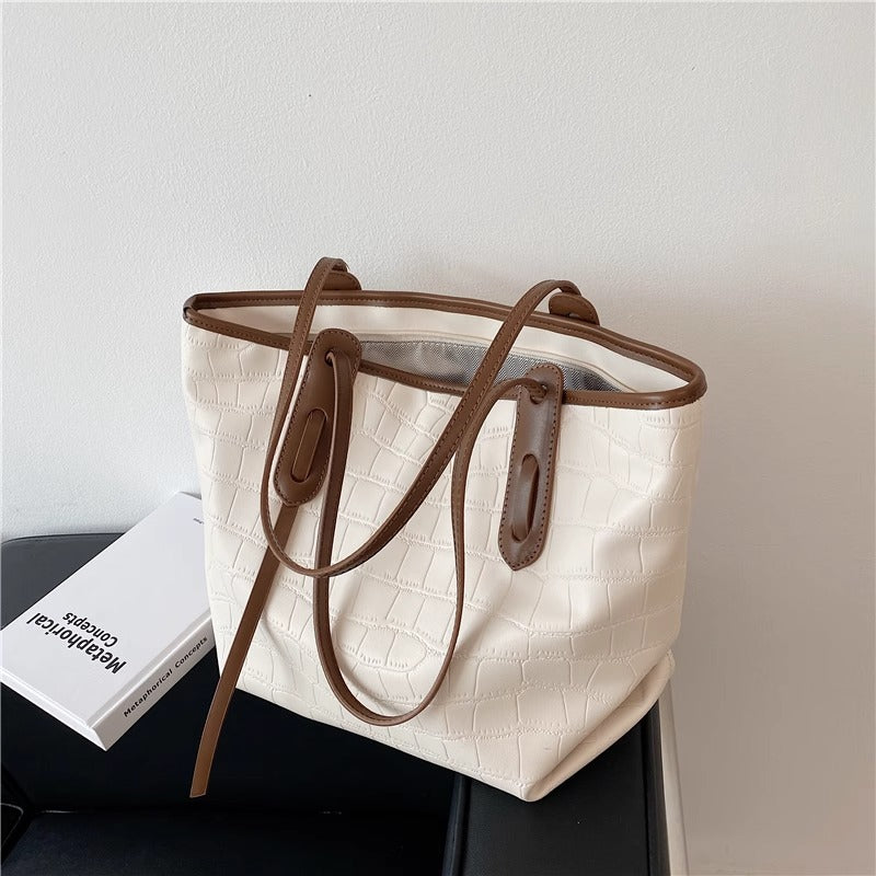 Modern Crocodile-Embossed Tote Bag Kalsten