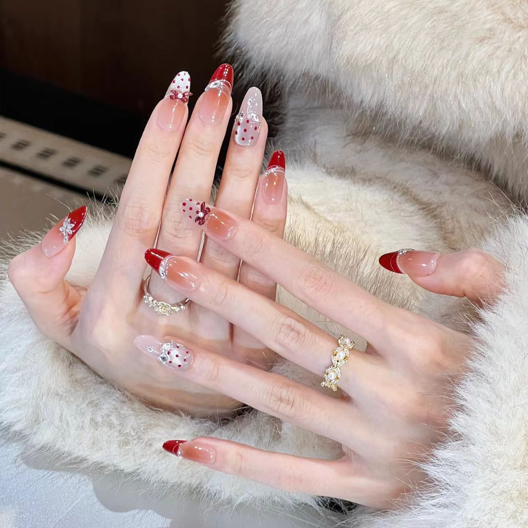 Decorative Press-On Nail Set with Unique Patterns Kalsten