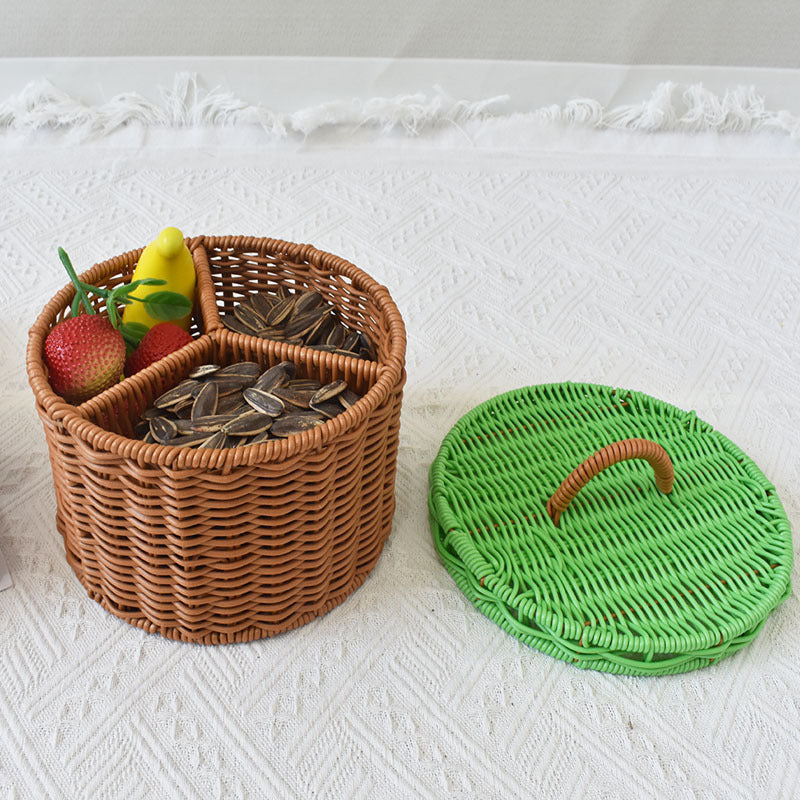 Triple-Compartment Woven Storage Basket Kalsten