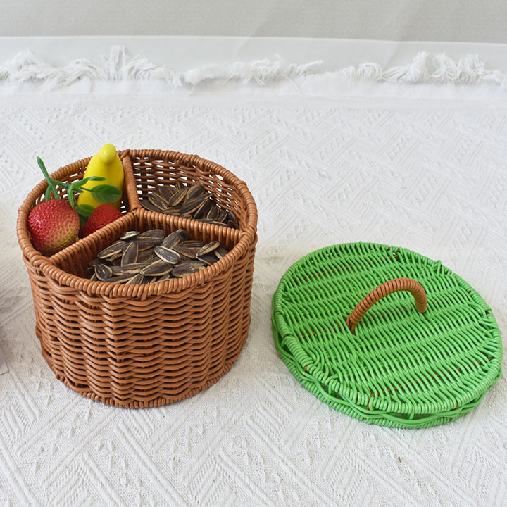 Triple-Compartment Woven Storage Basket Kalsten