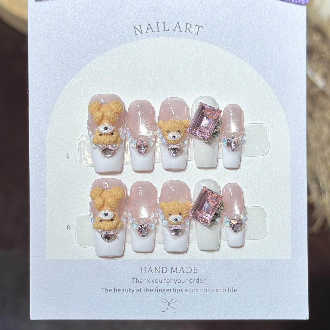 Cute Animal-Inspired Press-On Nail Art Set Kalsten