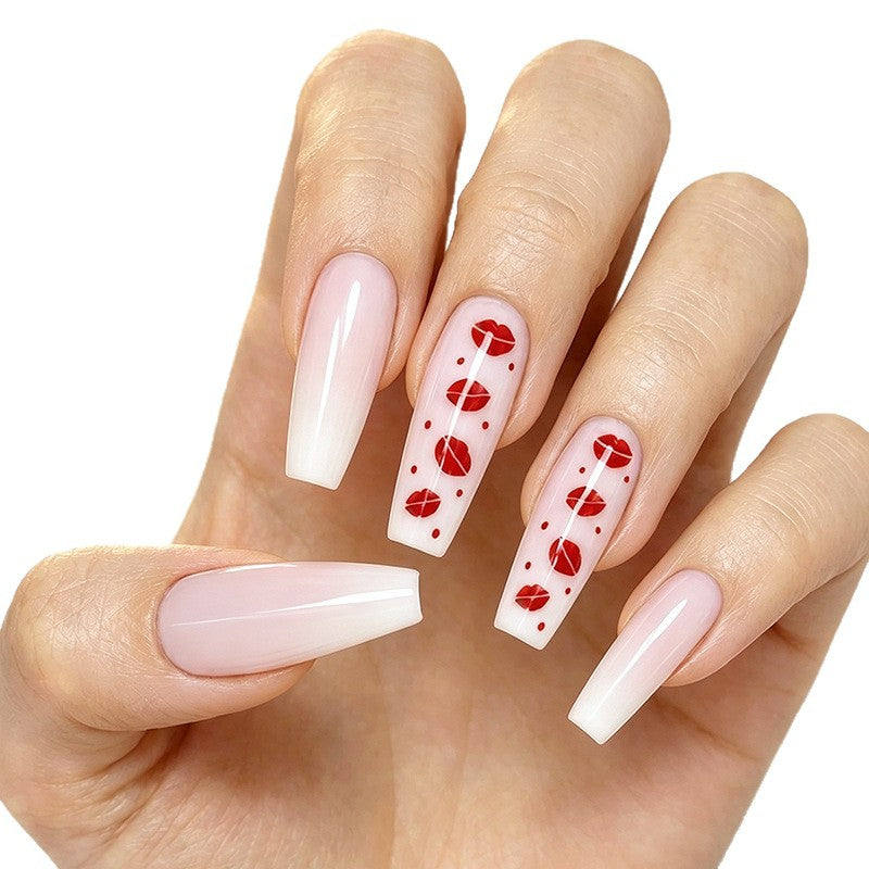 Artistic Kiss Pattern Nail Enhancements Kalsten