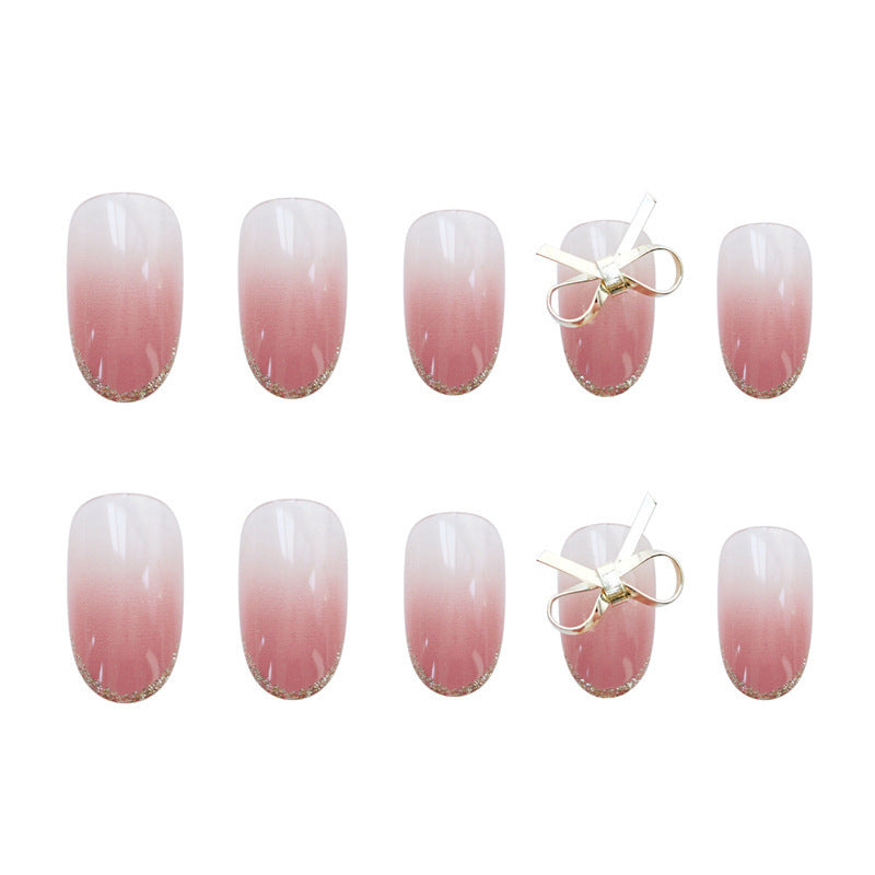 Elegant Press-On Nail Set with Decorative Bow