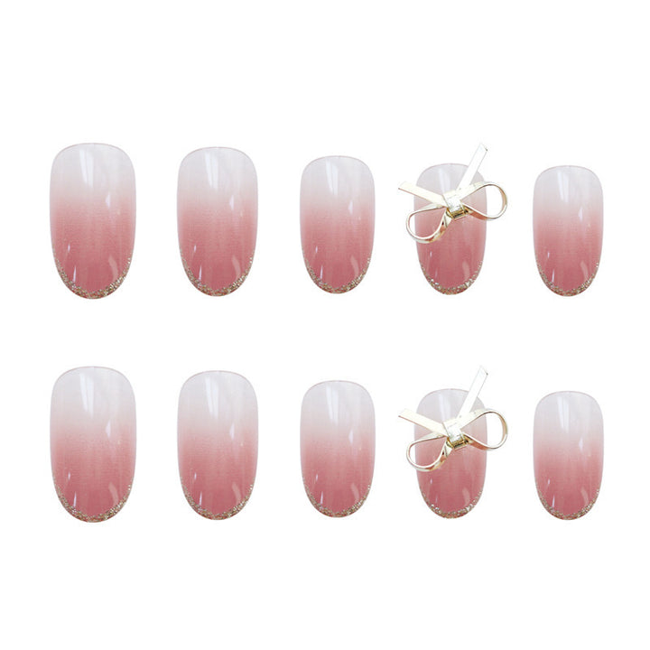 Elegant Press-On Nail Set with Decorative Bow