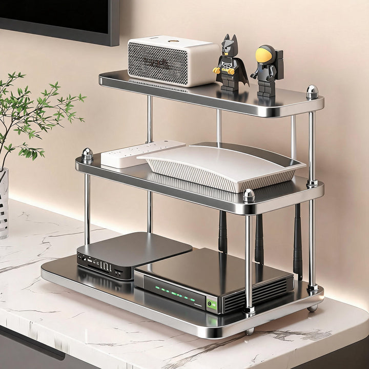 Ventilated Desktop Router and Modem Stand Organizer