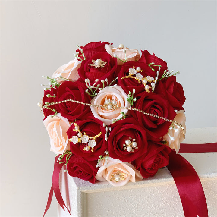 Luxurious Silk Rose Wedding Bouquet