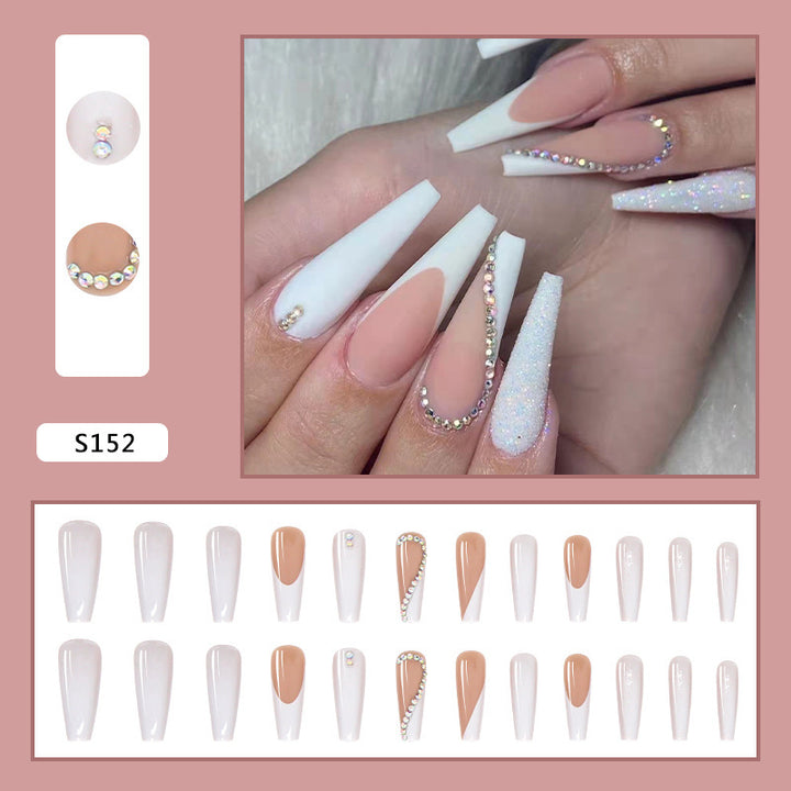 Artificial Nail Set with Elegant Rhinestone Decorations Kalsten