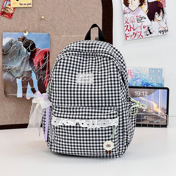 Cute Gingham Print School Backpack Kalsten