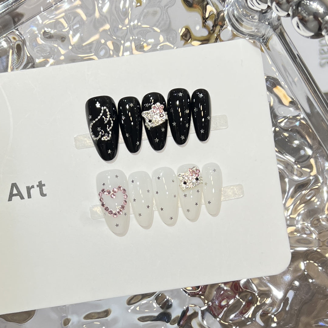 Elegant Stiletto Press-On Nail Set with Decorative Accents Kalsten