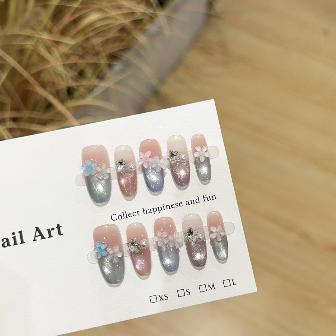 Decorative Floral Press-On Nail Art