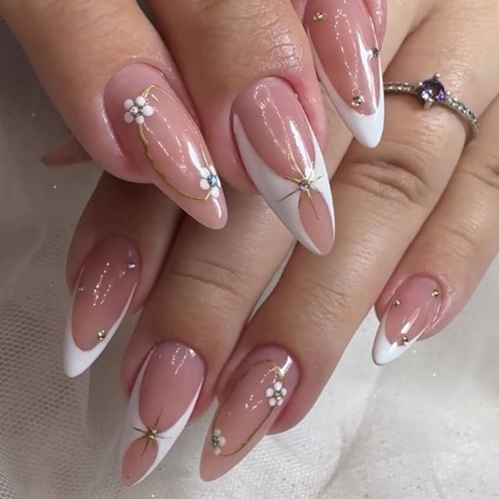 Elegant Floral Stiletto Nail Art