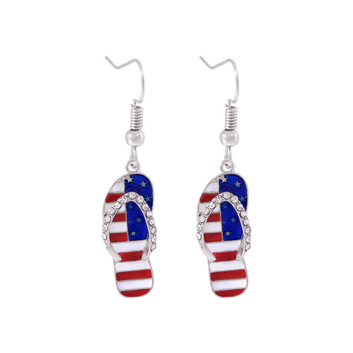 Women's star-shaped enamel earrings with USA flag motif and gold-plated fish Kalsten