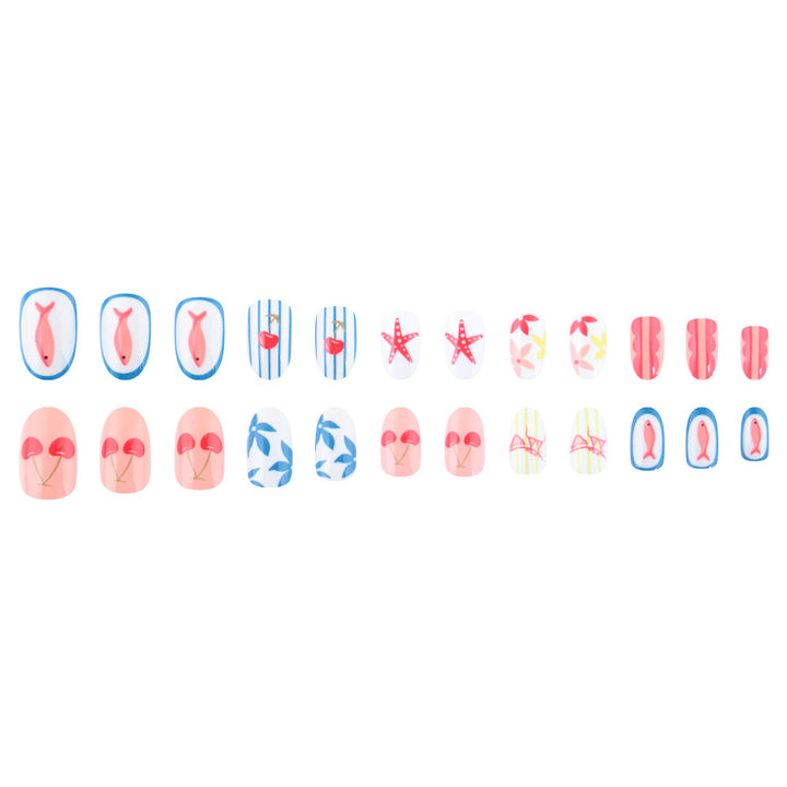 Artistic Summer-Themed Press-On Nail Art Kalsten