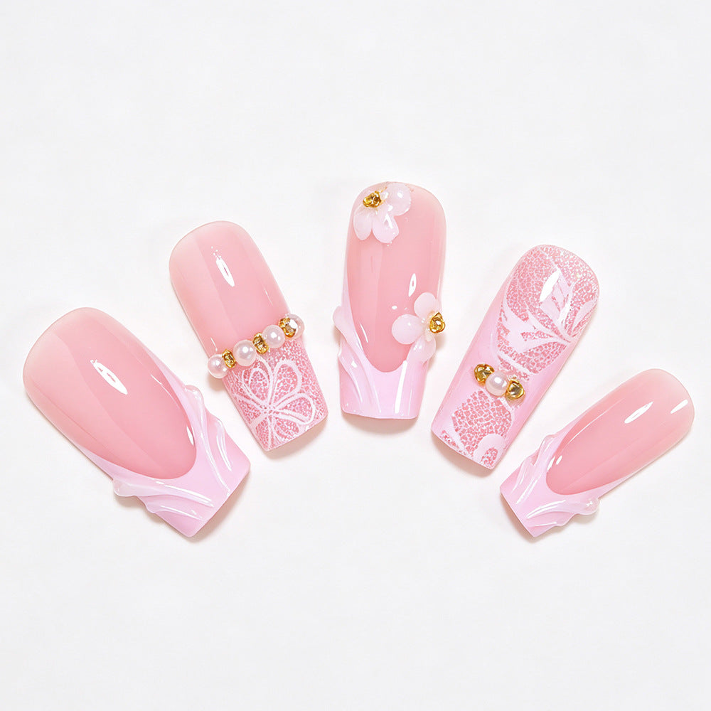Elegant Floral Press-On Nail Art Tips Kalsten