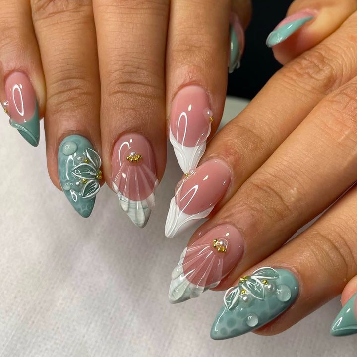 Decorative Floral Stiletto Press-On Nails Kalsten