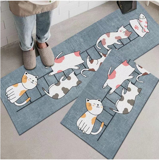 Marble-Pattern Kitchen Runner Mat Set Kalsten