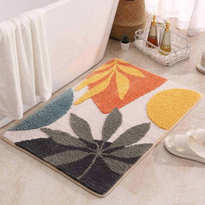 Soft Plush Leaf-Design Bath Mat
