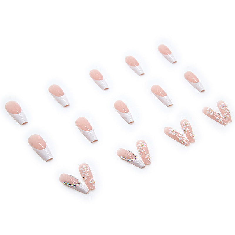 Artificial nail set with romantic floral decorations and glitter accents Kalsten