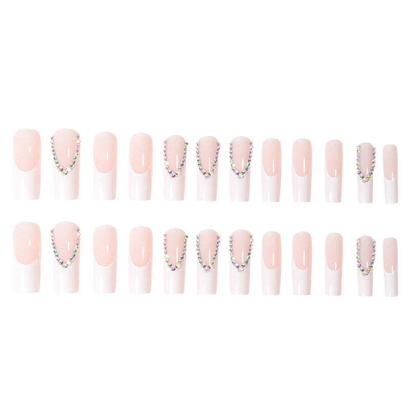 Artificial nail set with glamorous rhinestones and elegant tip decorations Kalsten