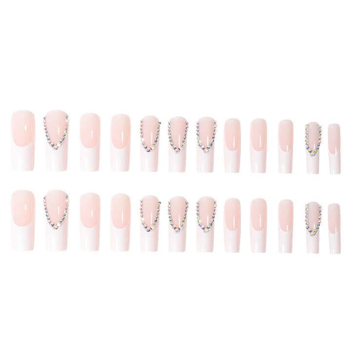 Artificial nail set with glamorous rhinestones and elegant tip decorations Kalsten