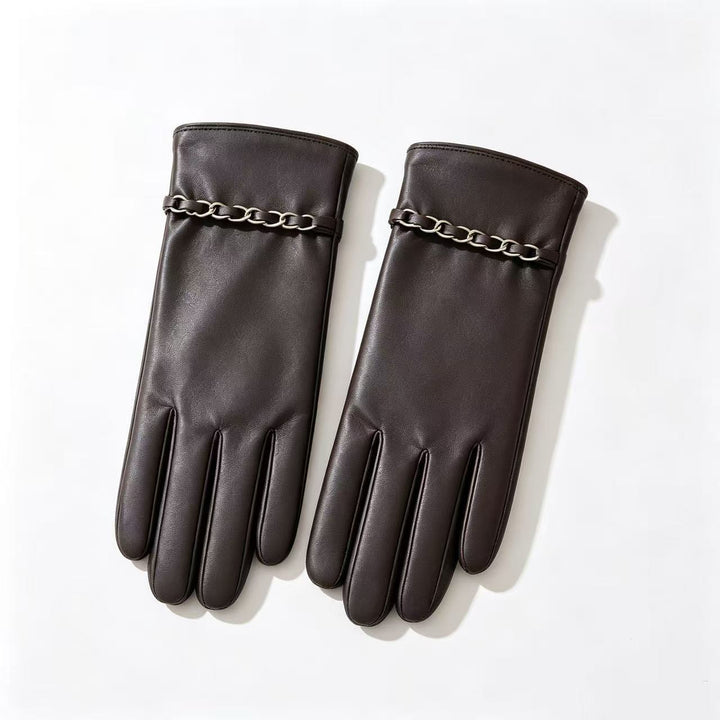 Chic Leather Gloves with Chain Detail Kalsten