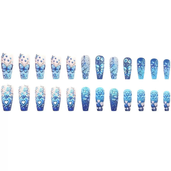 Artificial nail set with floral and butterfly patterns Kalsten