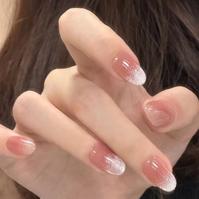Glittery French Tip Press-On Nails Kalsten